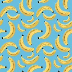 Banana Doodle Pattern with blue background