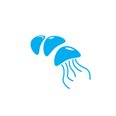 Jellyfish icon illustration, colorful logo template design, vector