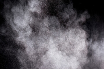 Explosion of white powder Hi Resolution isolated on black background. 