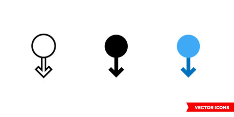 Swipe down icon of 3 types color, black and white, outline. Isolated vector sign symbol.