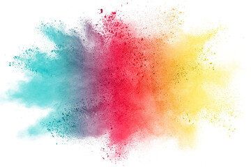 Colorful powder explosion on white background. 