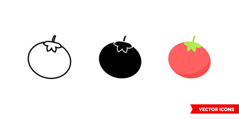 Obraz premium Tomato icon of 3 types color, black and white, outline. Isolated vector sign symbol.