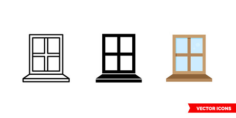 Window sill icon of 3 types color, black and white, outline. Isolated vector sign symbol.
