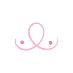 Breast cancer prevention concept. Vector flat illustration. Pink ribbon symbol for october cancer awareness month. Design element for health care banner, poster, web, infographic, logo.