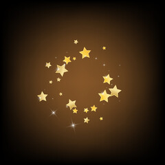 Yellow Party Stars Vector Brown Background. 