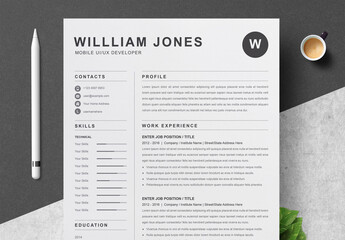 Minimal Resume and Cover Letter and Reference Page Set