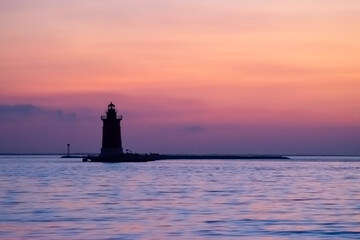Lewes Delaware Breakwater Lighthouse in soft sunset