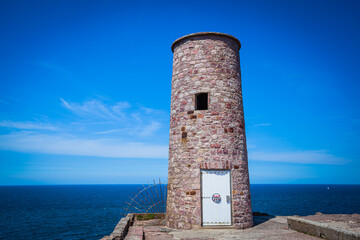 Small lighthouse at Cap Frehel in Brittany, France