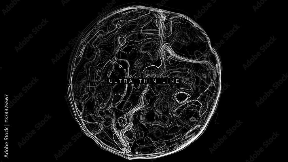 Aufkleber ultra thin line fluid geometry. dynamic vector distorted spheres. digital fractal 3d swirl. futurist