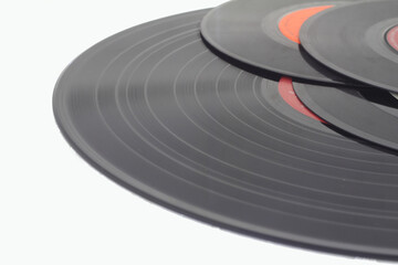 Vinyl records isolated on white