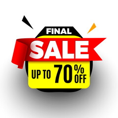 Final sale banner with red ribbon. Vector illustration.