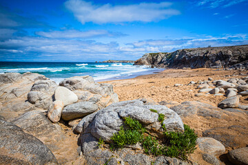 Fototapeta na wymiar Cotes Sauvage, wild coast at the Quiberon peninsula in Brittany, France