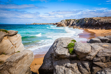 Cotes Sauvage, wild coast at the Quiberon peninsula in Brittany, France