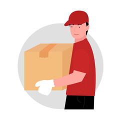delivery boxes to customers. Courier delivery vector illustration
