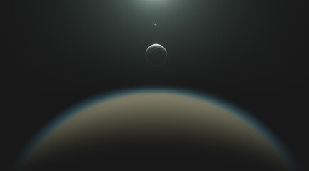 Saturn Moons Titan and Rhea