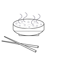 Traditional chinese soup with pasta and chopsticks 
