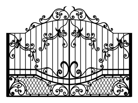 silhouette wrought iron gate vector