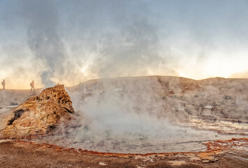 Chile, El Tatio - geyser field located in the Andes Mountains.