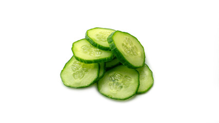 Fresh sliced cucumber. Close up. Isolated on white background. High quality photo