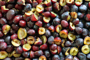 Background of healthy fresh plums