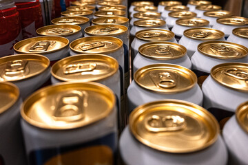 Raws of can beers 
