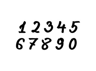 Hand drawn  numbers set collection.Vector simple numbers.