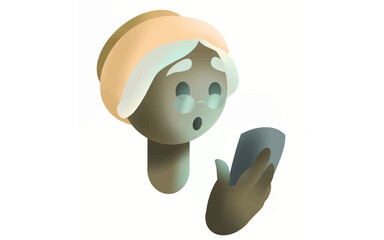 Anciana sorprendida mirando su teléfono móvil