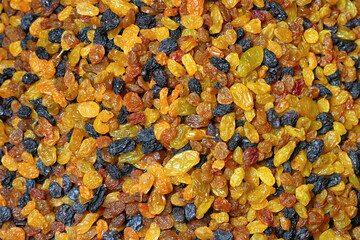 Dried grapes as a very stylish background of natural products.