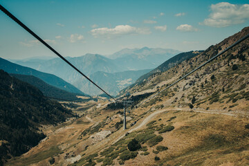 Mountain views from a cable car.