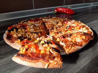 hot and delicious pizza