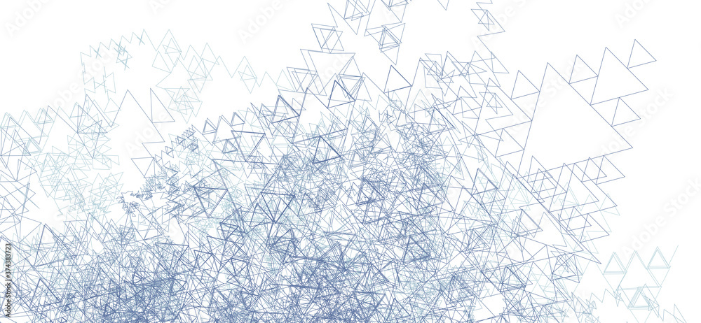 Poster Many chaotic gray triangles. Minimal vector graphics
