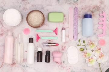 Cosmetics products for skin care on the table 