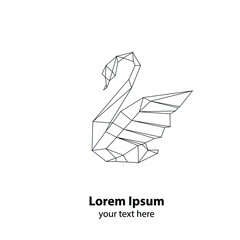 low poly swan vector line model on a white background © Ievgeniia Obelmaz