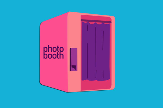 illustration of isolated photo booth with blue background