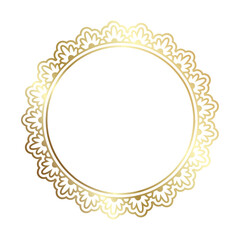 Golden shiny glowing ornate frame isolated over white
