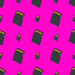 seamless pattern from memory cards on pink background