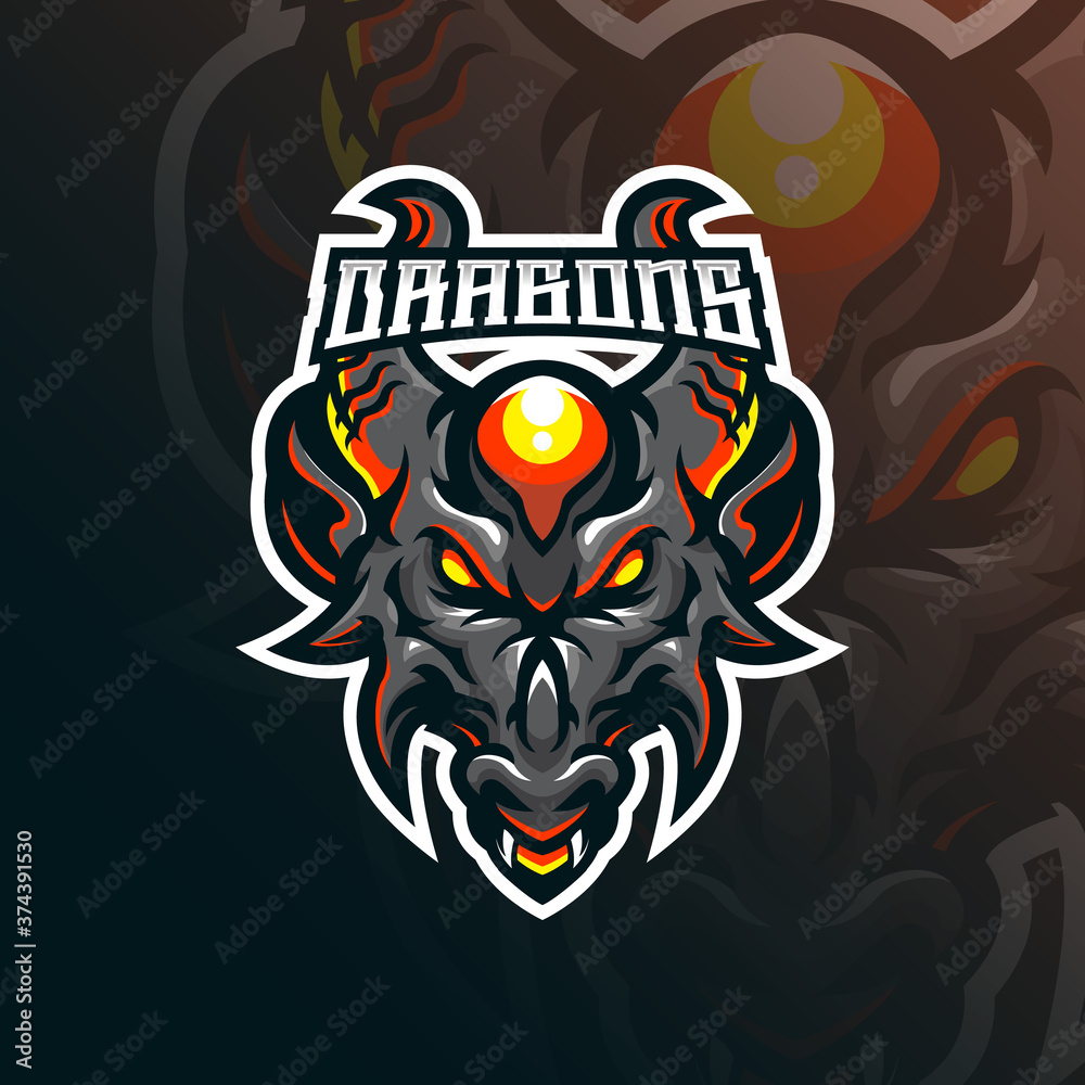 Wall mural dragon mascot logo design vector with modern illustration concept style for badge, emblem and tshirt