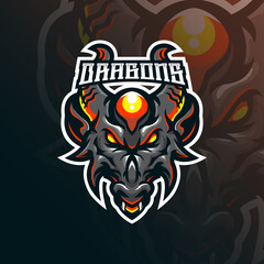 dragon mascot logo design vector with modern illustration concept style for badge, emblem and tshirt printing. head dragon illustration for sport team.