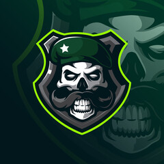 skull mascot logo design vector with modern illustration concept style for badge, emblem and tshirt printing. skull head military illustration for sport and esport team.