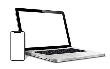 Modern smartphone and laptop blank screen