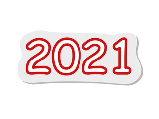 Sticker 2021 of tattoo in modern style, symbol new year, vector illustration