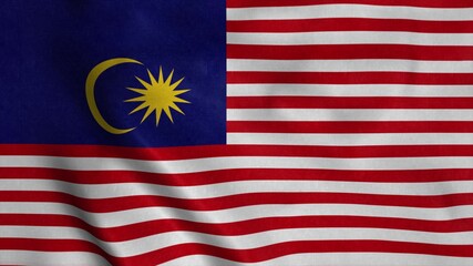 The national flag of Malaysia is flying in the wind. 3d rendering