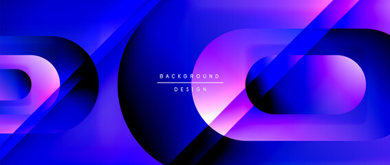 Vector geometric abstract background with lines and modern forms. Fluid gradient with abstract round shapes and shadow and light effects