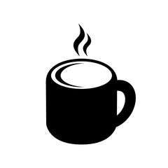 Tea and coffee cup icon, coffee shop logo isolated on white background