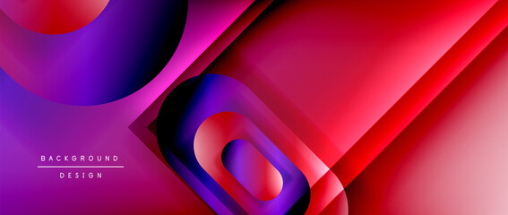 Vector geometric abstract background with lines and modern forms. Fluid gradient with abstract round shapes and shadow and light effects