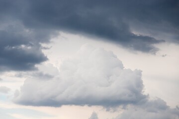 Dramatic gray clouds in the sky. Beautiful gray and white cloudy sky