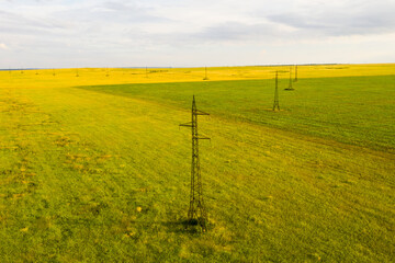 Power pylons in agriculture field