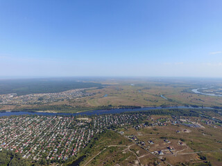 Aerial view of the saburb landscape (drone image). Near Kiev