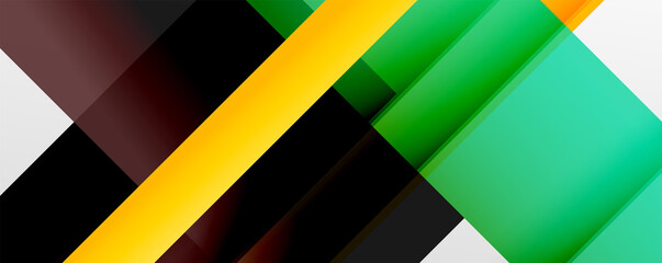 Geometric abstract backgrounds with shadow lines, modern forms, rectangles, squares and fluid gradients. Bright colorful stripes cool backdrops