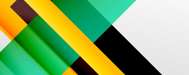 Geometric abstract backgrounds with shadow lines, modern forms, rectangles, squares and fluid gradients. Bright colorful stripes cool backdrops